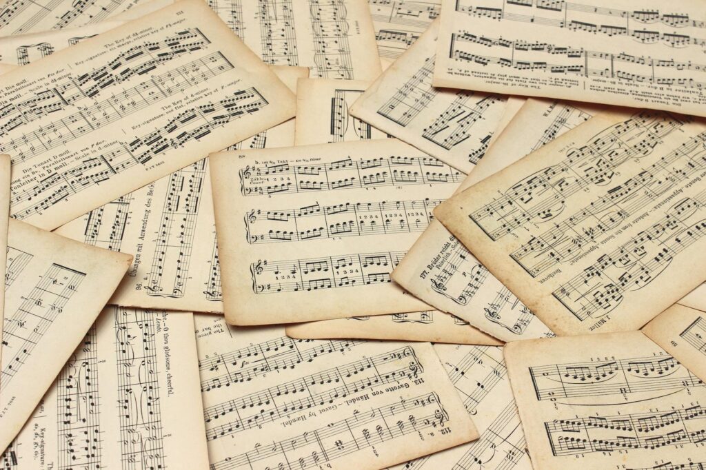 pile of music sheets